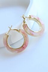 İthal Seri Çok Renkli Halka Tasarım Kadın Çelik Küpe