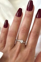 İthal Seri Zarif Oval Zirkon Taşlı Yarım Tur Tasarım Ayarlanabilir Kadın Çelik Yüzük