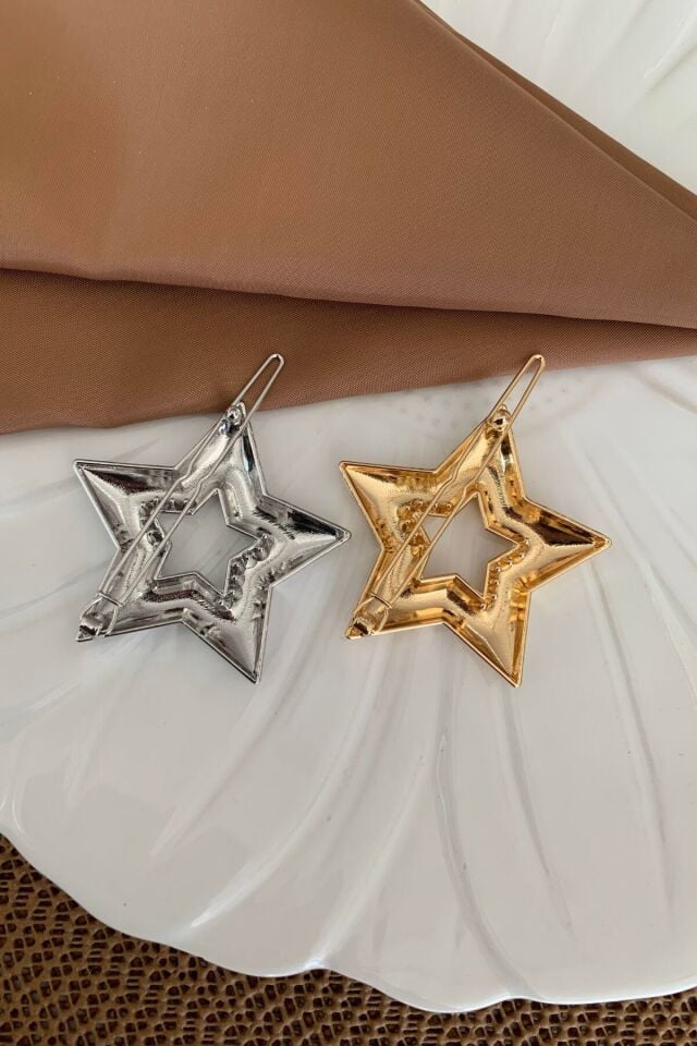 Yıldız Tasarım Metal Halka Çıt Çıt Klipsli Pinterest Toka Altın
