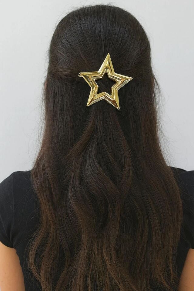 Yıldız Tasarım Metal Halka Çıt Çıt Klipsli Pinterest Toka Altın