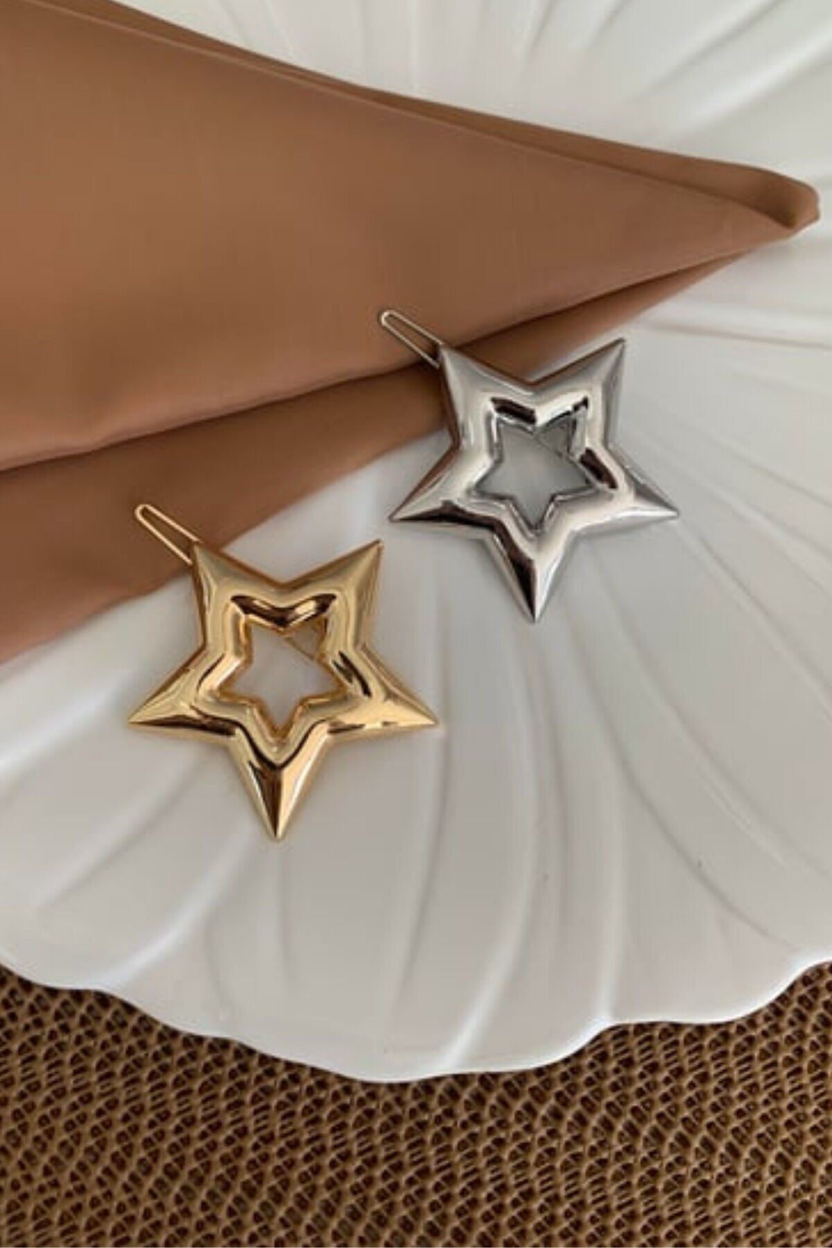 Yıldız Tasarım Metal Halka Çıt Çıt Klipsli Pinterest Toka Altın