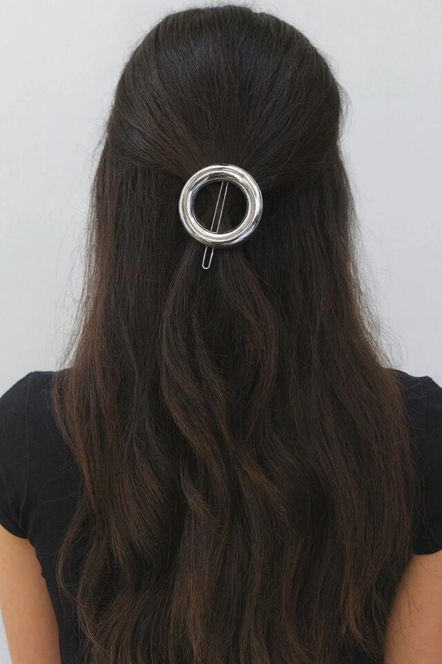 Oval Tasarım Metal Halka Çıt Çıt Klipsli Pinterest Toka Gümüş