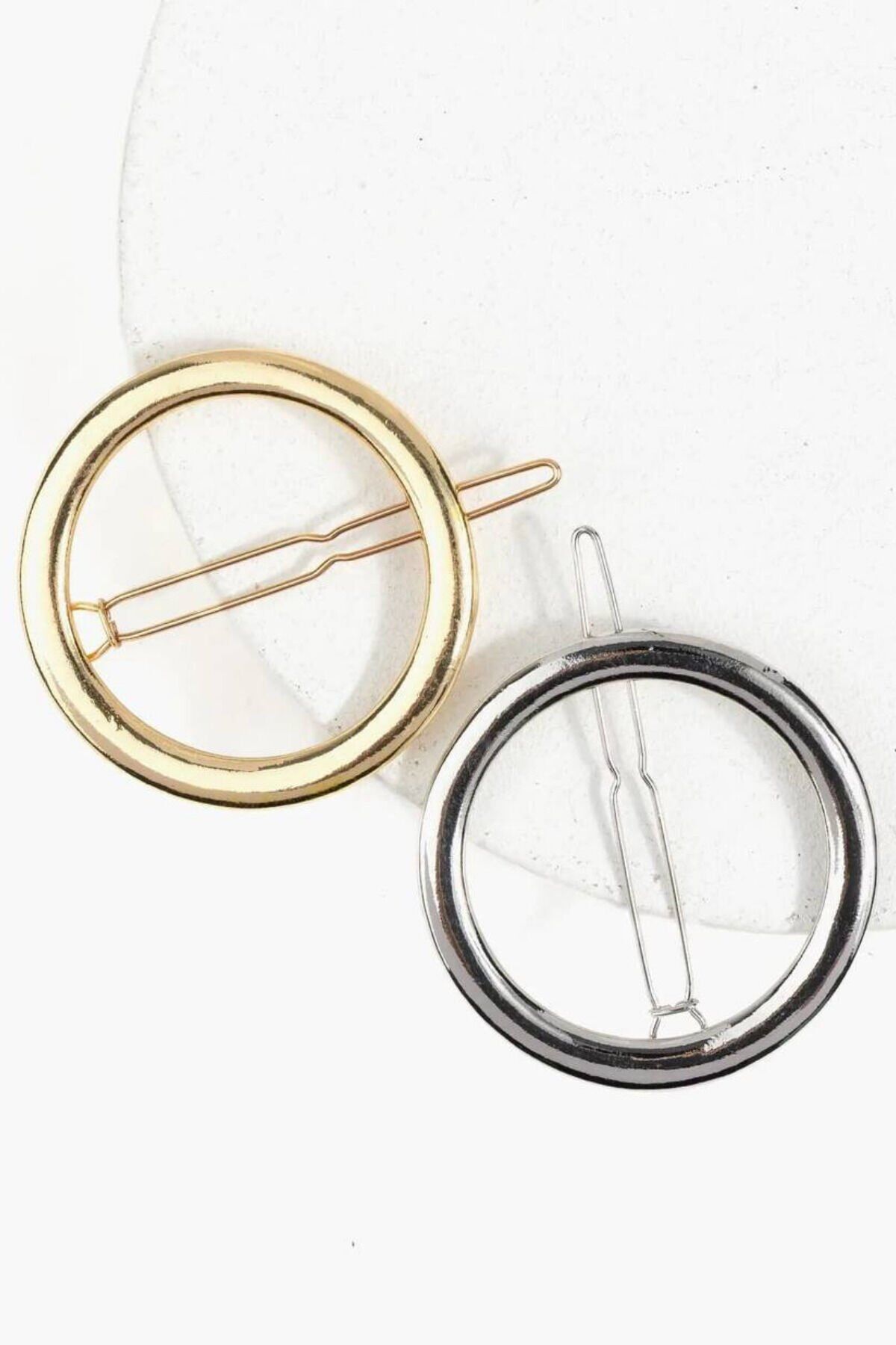 Oval Tasarım Metal Halka Çıt Çıt Klipsli Pinterest Toka Gümüş