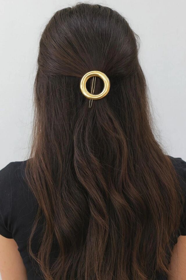 Oval Tasarım Metal Halka Çıt Çıt Klipsli Pinterest Toka Altın