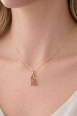 Renkli Taşlı Yılan Tasarım Renk Atmaz Kararmaz Kadın Çelik Kolye