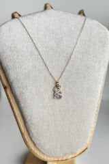 Renkli Taşlı Yılan Tasarım Renk Atmaz Kararmaz Kadın Çelik Kolye