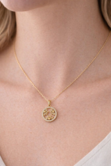 Zarif Zirkon Taşlı Oval Çiçek Tasarım Renk Atmaz Kararmaz Kadın Çelik Kolye