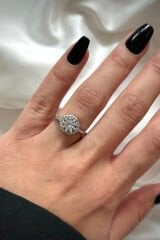 Premium İthal Seri Baget Zirkon Taşlı Tek Taş Ayarlanabilir Tasarım Kadın Çelik Yüzük