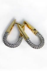 Yeni Sezon İki Renk Damla Model Sallantılı Zirkon Taşlı Kadın Halka Küpe