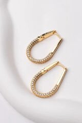 Yeni Sezon İki Renk Damla Model Sallantılı Zirkon Taşlı Kadın Halka Küpe