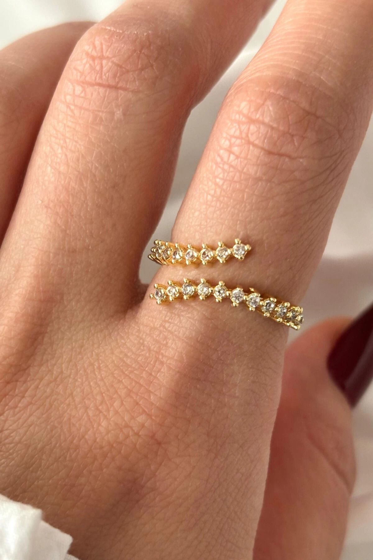 Yeni Sezon Su Yolu Tasarım Yarum Tur Zirkon Taşlı Kadın Yüzük