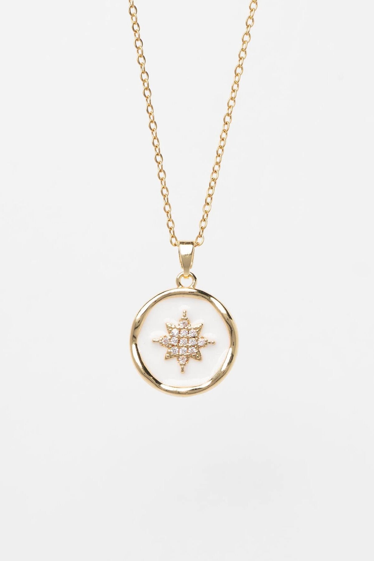 Özel Seri Sedefli Kutup Yıldızı Tasarım 45 Cm Kadın Çelik Kolye