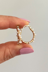 Özel Seri Pearl Hoop Glow Halka Tasarım Kadın Çelik Küpe