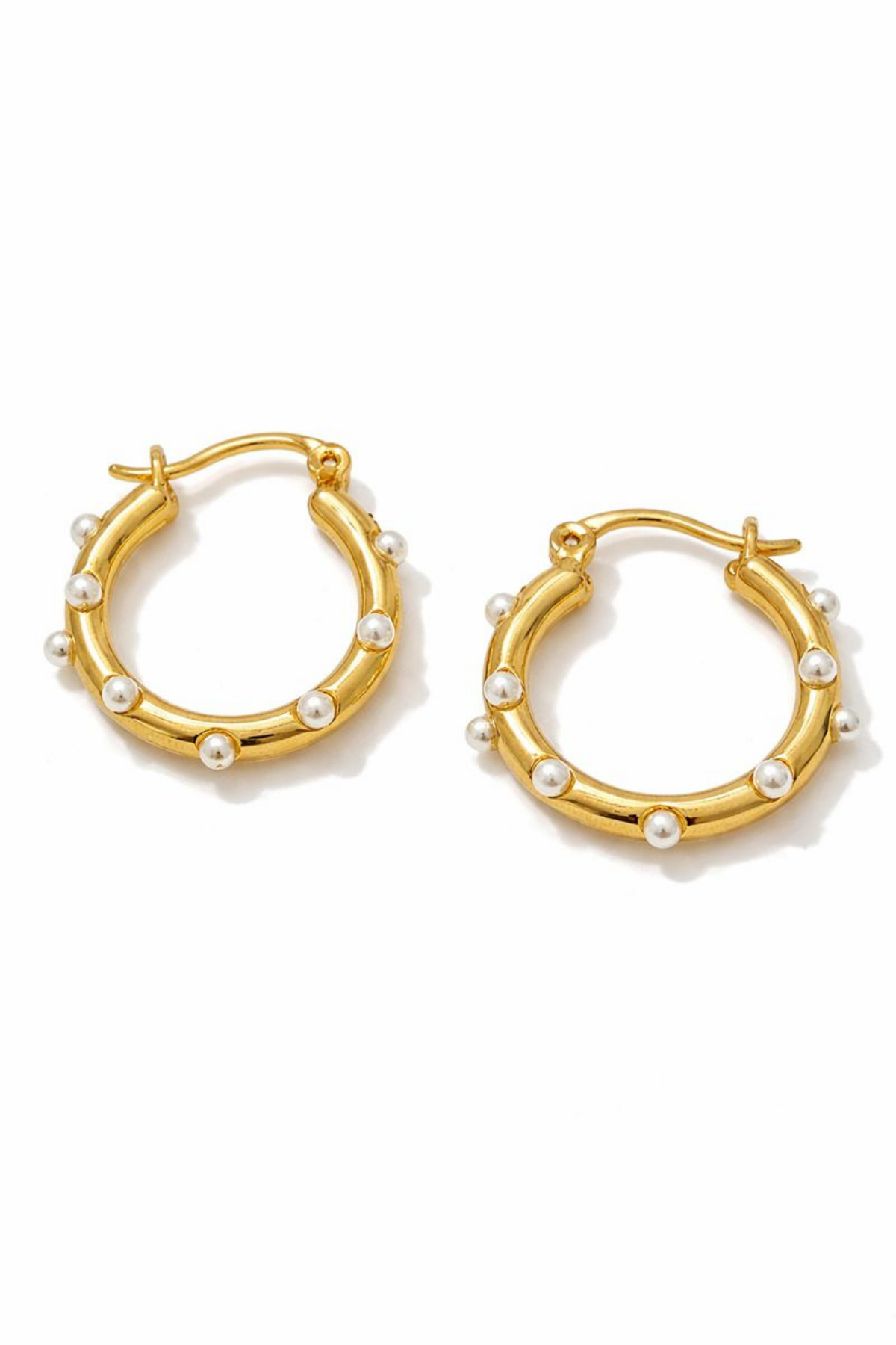 Özel Seri Pearl Hoop Glow Halka Tasarım Kadın Çelik Küpe