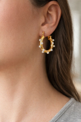 Özel Seri Pearl Hoop Glow Halka Tasarım Kadın Çelik Küpe