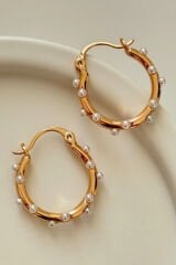 Özel Seri Pearl Hoop Glow Halka Tasarım Kadın Çelik Küpe