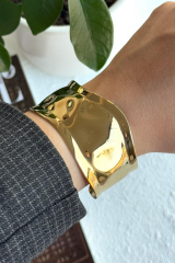 Özel Seri Aurıc Flow Tasarım Ezme Model Ayarlanabilir Kadın Çelik Kelepçe