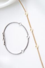 V.İ.P Seri Full Taşlı Su Yolu Çoklu İçi Boş Yonca Renk Atmaz Kararmaz Garantili Kadın Çelik Bileklik