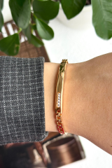 Özel Seri Zirkon Taşlı Künye Tasarım Rose Renk Xuping Kadın Çelik Bileklik