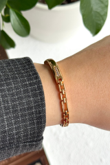 Özel Seri Zirkon Taşlı Künye Tasarım Rose Renk Xuping Kadın Çelik Bileklik