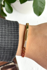 Özel Seri Zirkon Taşlı Künye Tasarım Rose Renk Xuping Kadın Çelik Bileklik