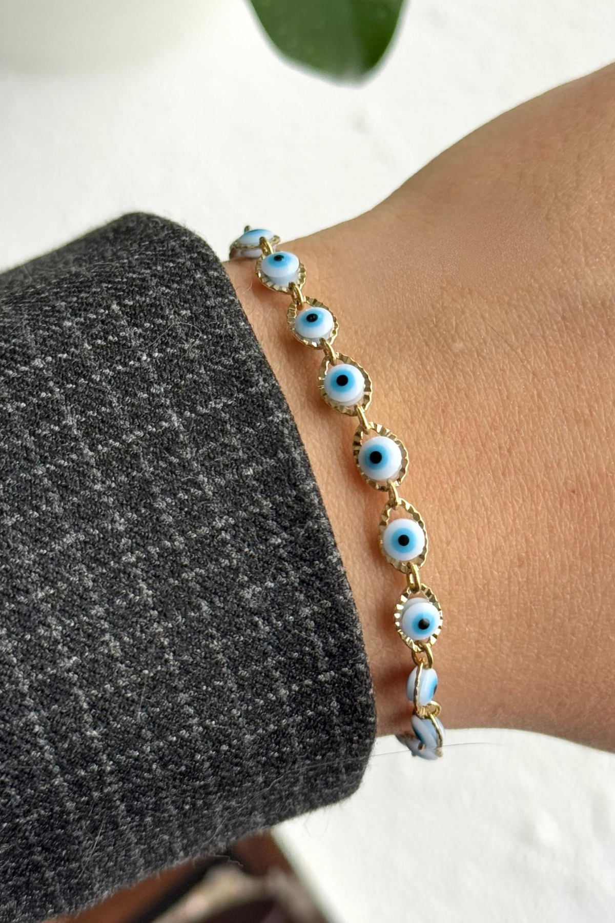 Özel Seri 14 K Xuping Nazar Boncuğu Tasarım Kadın Çelik Bileklik