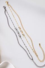 Yeni Sezon Çift Sıra Zincirli Baget Taşlı Su Yolu Renk Atmaz Kararmaz Garantili Kadın Çelik Bileklik