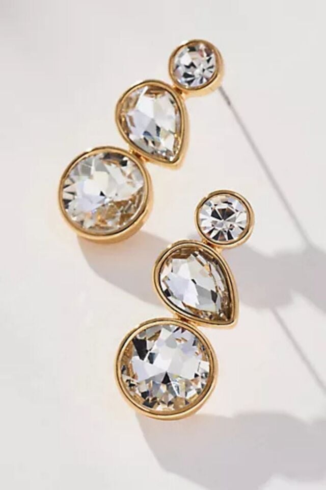 Premium Seri Crystal Cascade Tasarım Zirkon Taşlı Kadın Çelik Küpe Altın