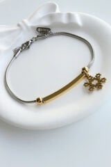 Exclusive Seri Gold Kar Tanesi Model Çift Renk Kadın Çelik Bileklik