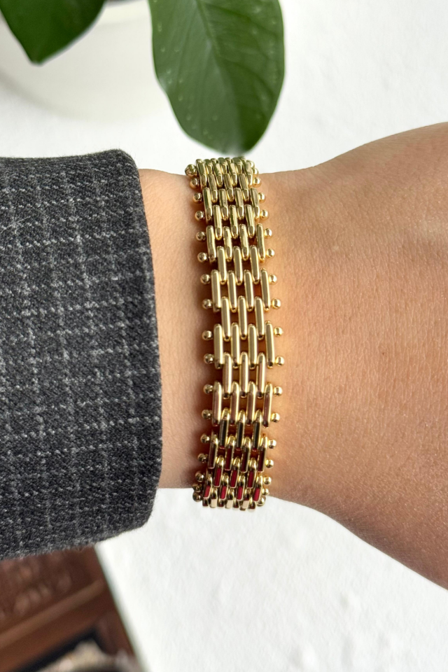 Premium Seri Italian Mesh 14K Xuping Kadın Çelik Bileklik Altın