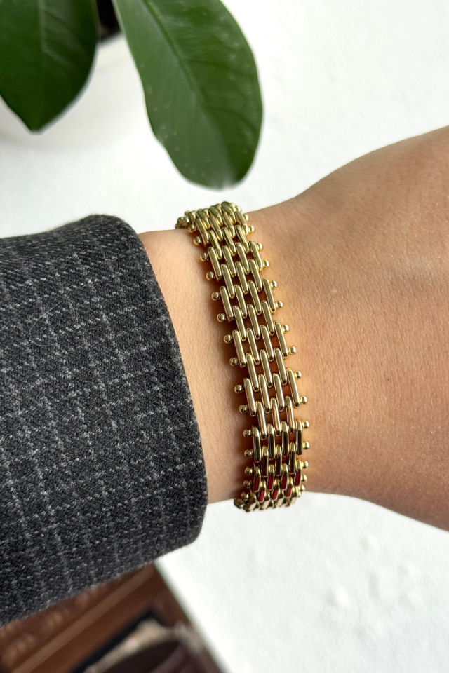 Premium Seri Italian Mesh 14K Xuping Kadın Çelik Bileklik Altın
