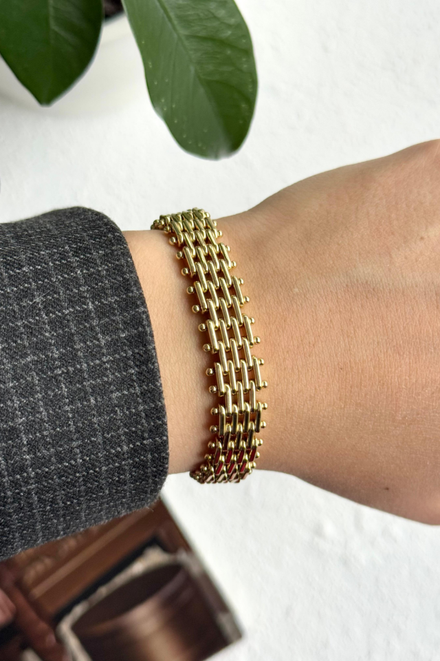 Premium Seri Italian Mesh 14K Xuping Kadın Çelik Bileklik Altın