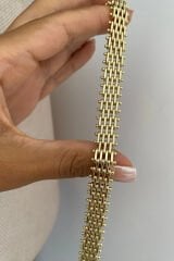 Premium Seri Italian Mesh 14K Xuping Kadın Çelik Bileklik Altın