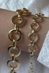 Premium Seri Ringlarge Tasarım Kararmaz Renk Atmaz Kadın Çelik Bileklik