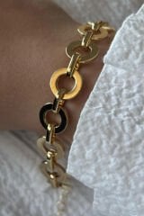 Premium Seri Ringlarge Tasarım Kararmaz Renk Atmaz Kadın Çelik Bileklik