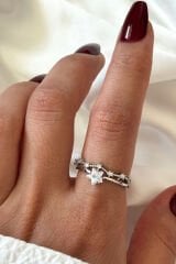 İthal Seri Zarif Zirkon Taşlı Yıldız Rüyası Tasarım Ayarlanabilir Kadın Çelik Yüzük