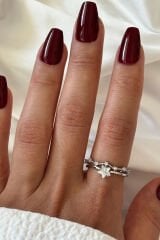 İthal Seri Zarif Zirkon Taşlı Yıldız Rüyası Tasarım Ayarlanabilir Kadın Çelik Yüzük