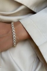 Golden Frame Kuyumcu İşçiliği 14K Altın Kaplama Premium Seri Kadın Çelik Bileklik