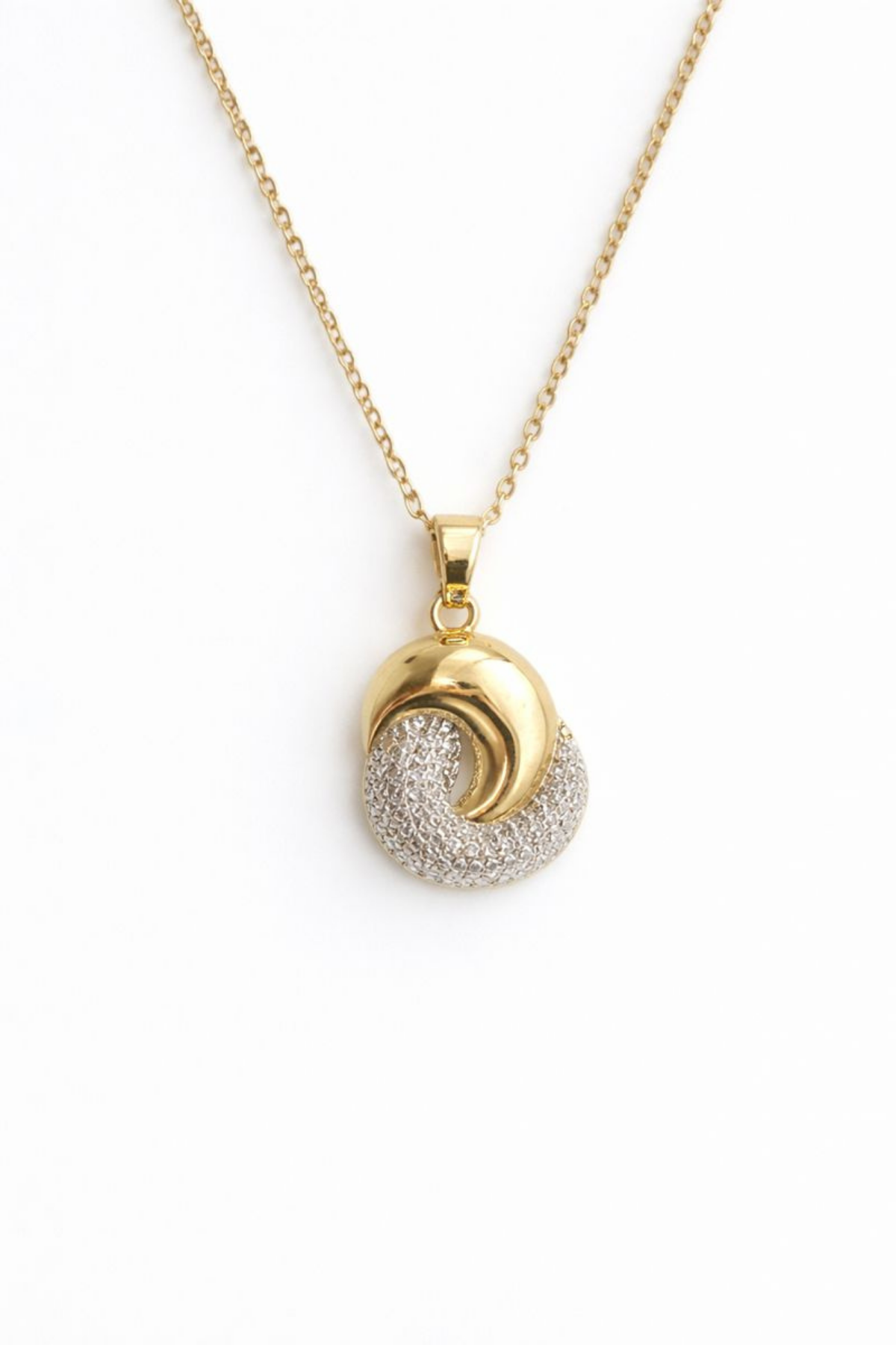 Zarif Zirkon Taşlı Tasarım Gold Gümüş Renk Atmaz Kararmaz Kadın Çelik Kolye