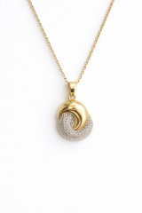 Zarif Zirkon Taşlı Tasarım Gold Gümüş Renk Atmaz Kararmaz Kadın Çelik Kolye