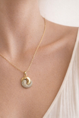 Zarif Zirkon Taşlı Tasarım Gold Gümüş Renk Atmaz Kararmaz Kadın Çelik Kolye