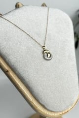 Zarif Zirkon Taşlı Tasarım Gold Gümüş Renk Atmaz Kararmaz Kadın Çelik Kolye