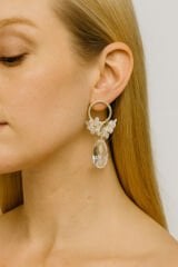 Özel Seri Çok Renkli İncili Çiçekli Kadın Çelik Küpe