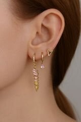 İthal Seri 3'lü Kombin Çok Renkli Zirkon Taşlı Sallantılı Kadın Çelik Küpe