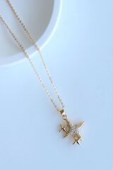 Zirkon Taşlı Çoklu Kuzey Yıldızı Tasarım Renk Atmaz Kararmaz Kadın Çelik Kolye