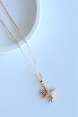 Zirkon Taşlı Çoklu Kuzey Yıldızı Tasarım Renk Atmaz Kararmaz Kadın Çelik Kolye