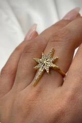 Premium Seri Kutup Yıldızı Tasarım Model Ayarlanabilir Kadın Çelik Yüzük