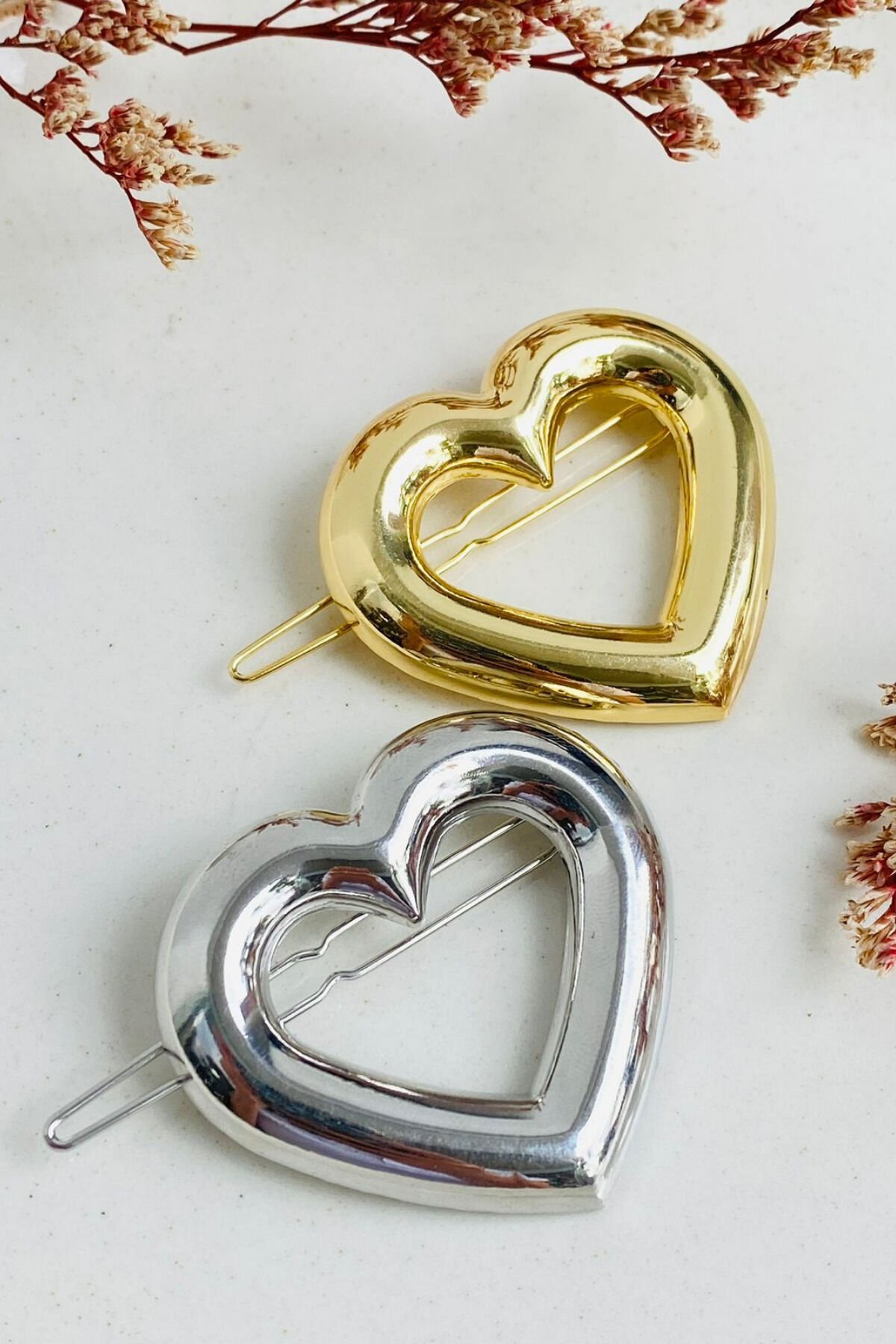 Kalp Tasarım Metal Halka Çıt Çıt Klipsli Pinterest Toka