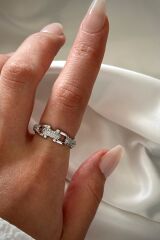 Premium Seri Chain Tasarım Model Zincir Kollu Ayarlanabilir Kadın Çelik Yüzük