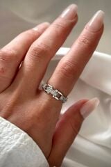 Premium Seri Chain Tasarım Model Zincir Kollu Ayarlanabilir Kadın Çelik Yüzük